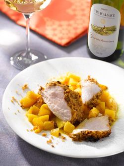 Mignon de veau en croûte de pain d’épices, dés de mangue