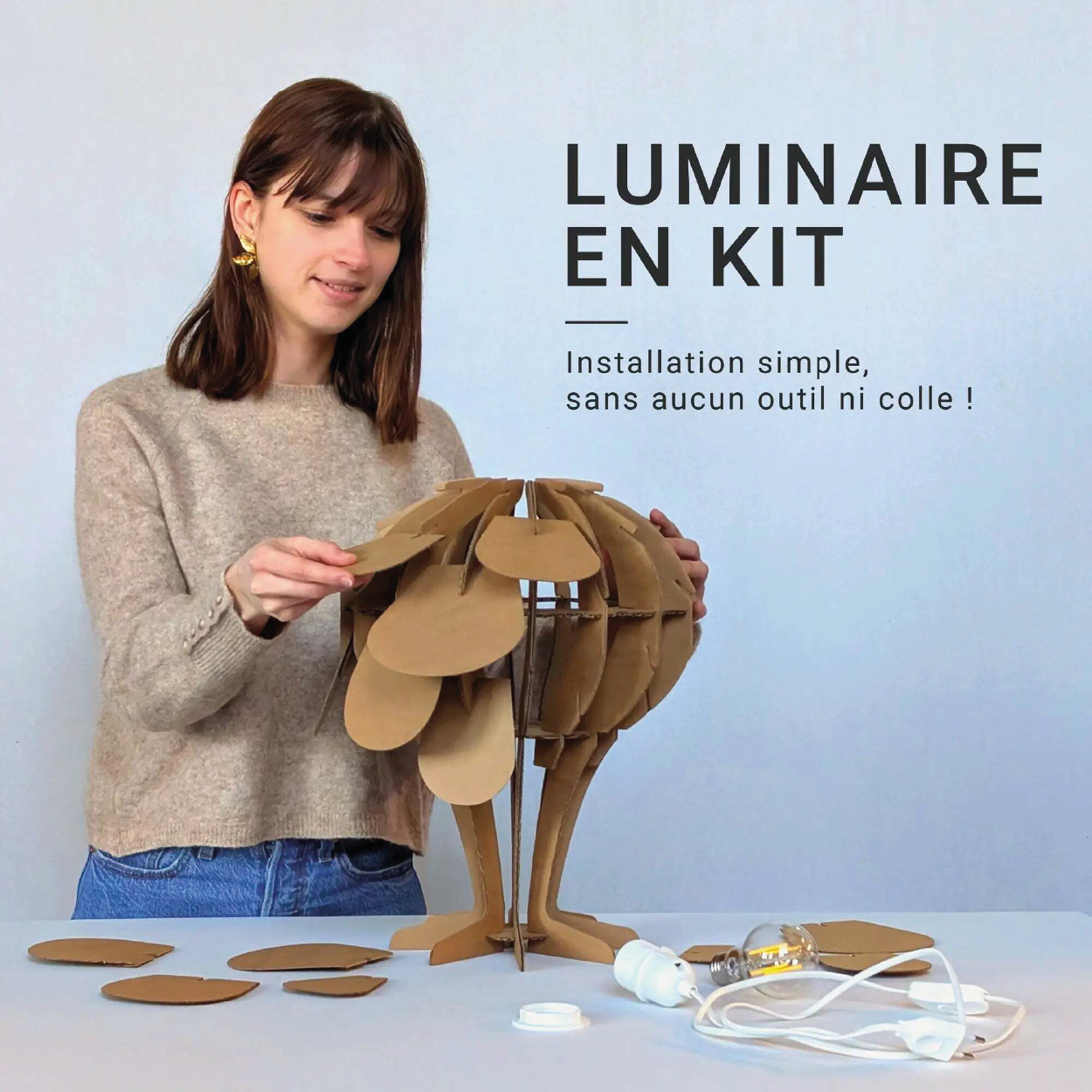3 600x600 Lampe à poser en carton - Eco responable et made in France – Image 2