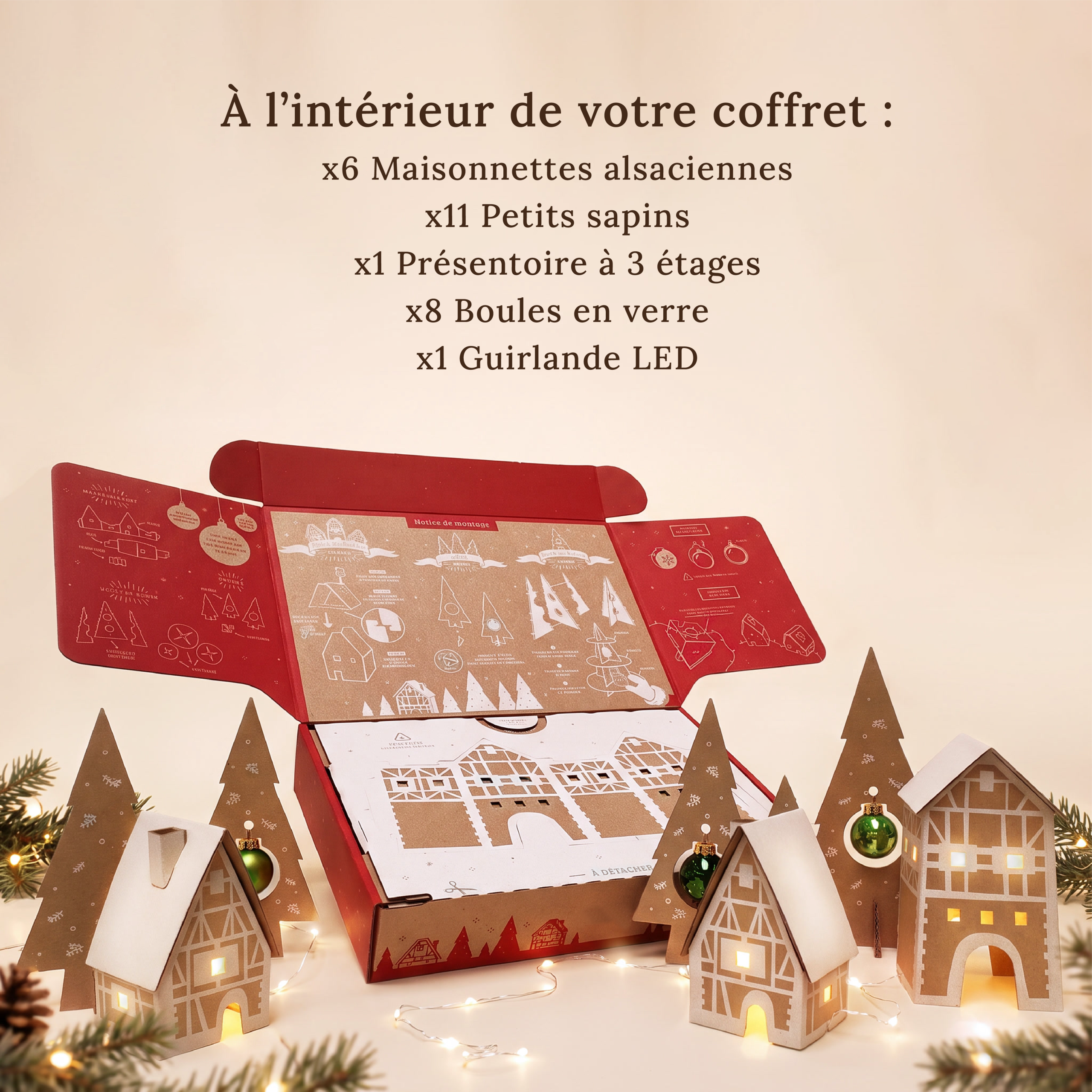 village de noel coffret + texte Village de Noël en carton – Image 2